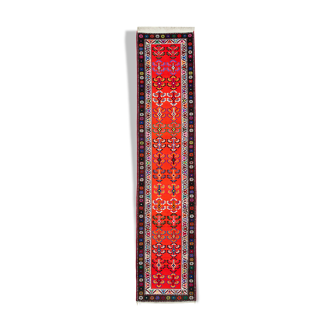 Tapis runner multicolore anatolien antique tissé à la main 81 cm x 372 cm