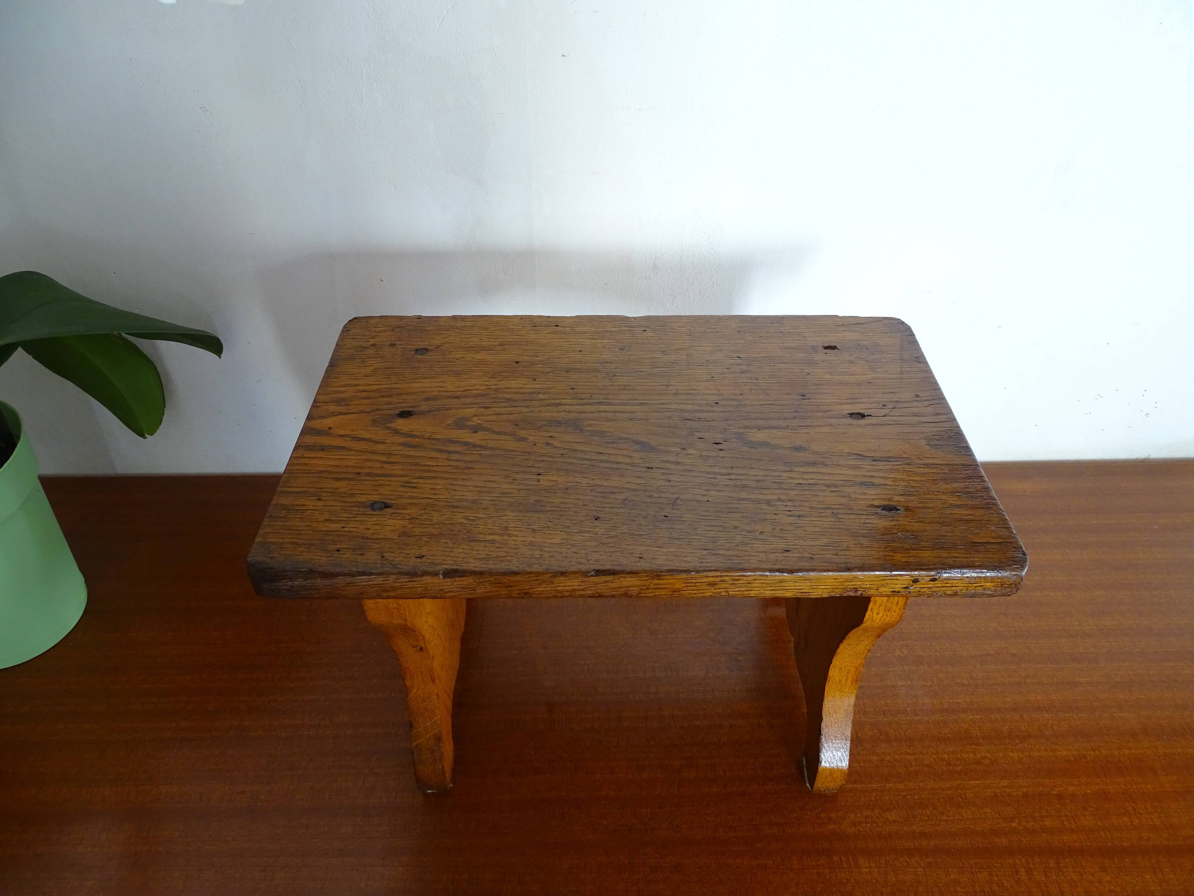 Vintage brutalist wooden stool