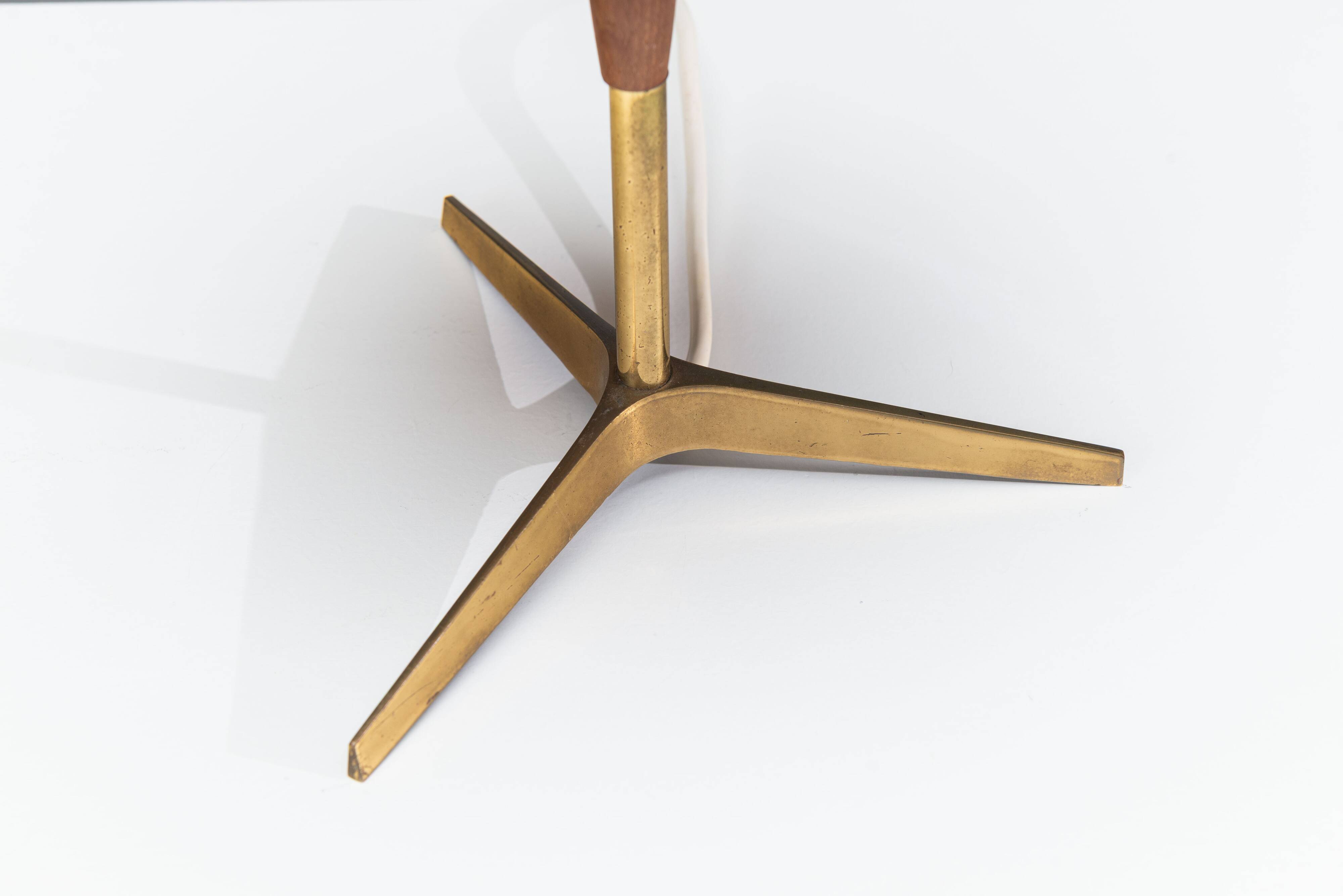 Mid-Century brass & wood table lamp