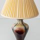 Belgian Art Deco Ceramic Table Lamps, Pair, Flambé Drip Glaze, New Silk Shades
