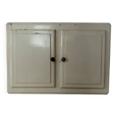 Petit meuble mural de métier vintage en bois peint crème- Années 50