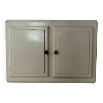 Small vintage wall cabinet in cream-painted wood - 1950s