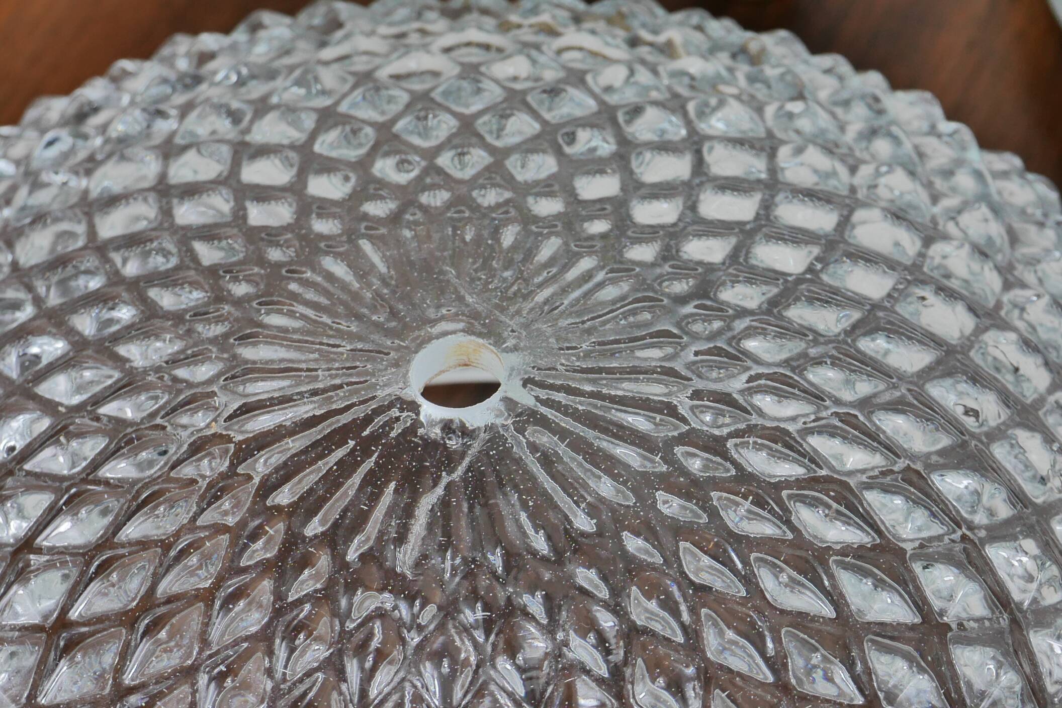 Bronze and diamond glass ceiling light.