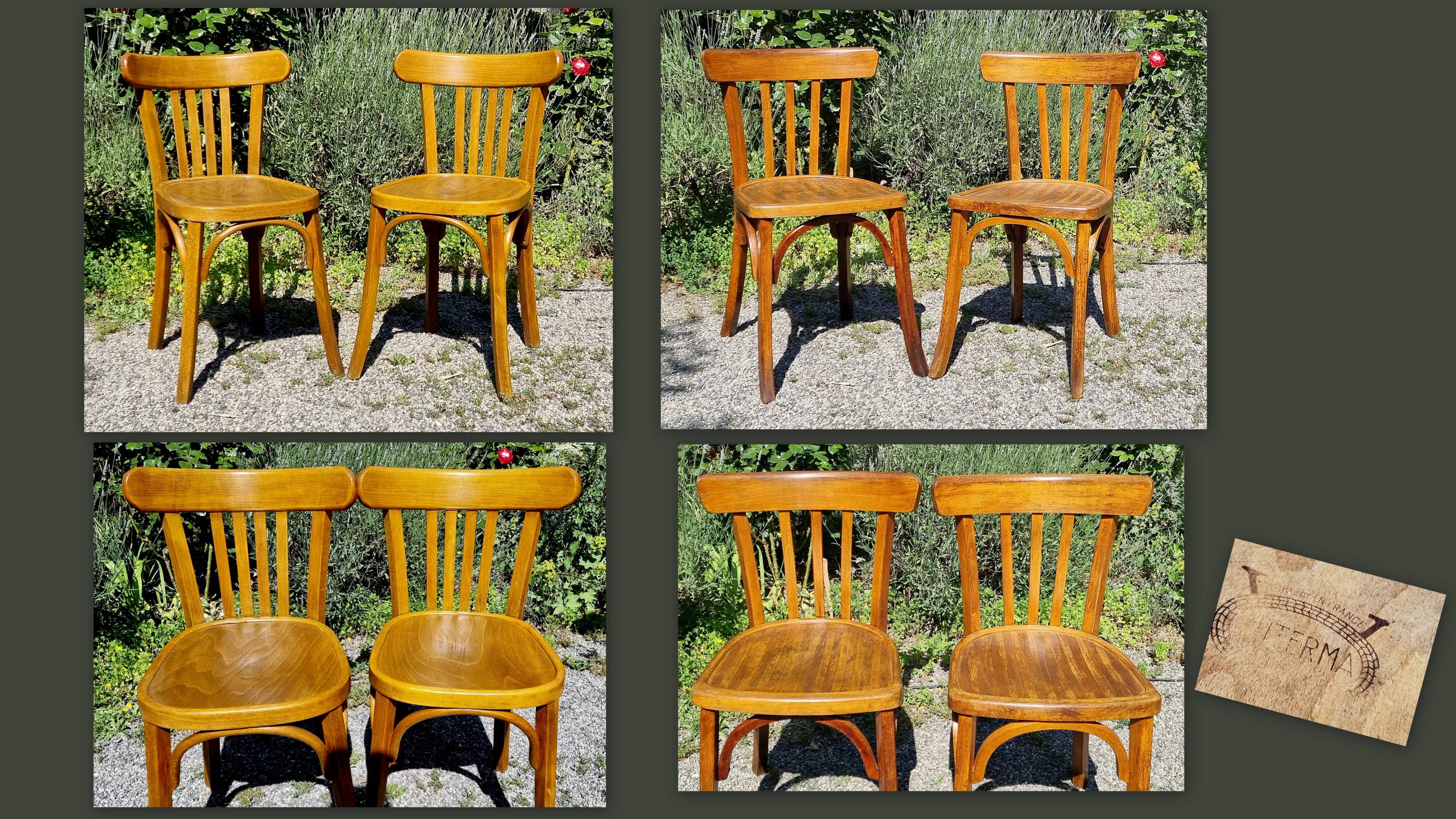 Lot 4 bistro chairs in curved wood including Luterma