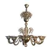 Murano glass chandelier, clear grey
