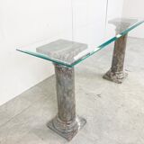 Vintage marble column console table Italy, 1960s