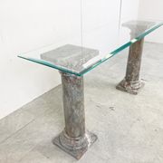Vintage marble column console table Italy, 1960s