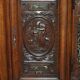 Cabinet Louis XIII revival en noyer et marbre sculpté