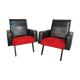 Pair of vintage armchairs in skai and "moumoutte"