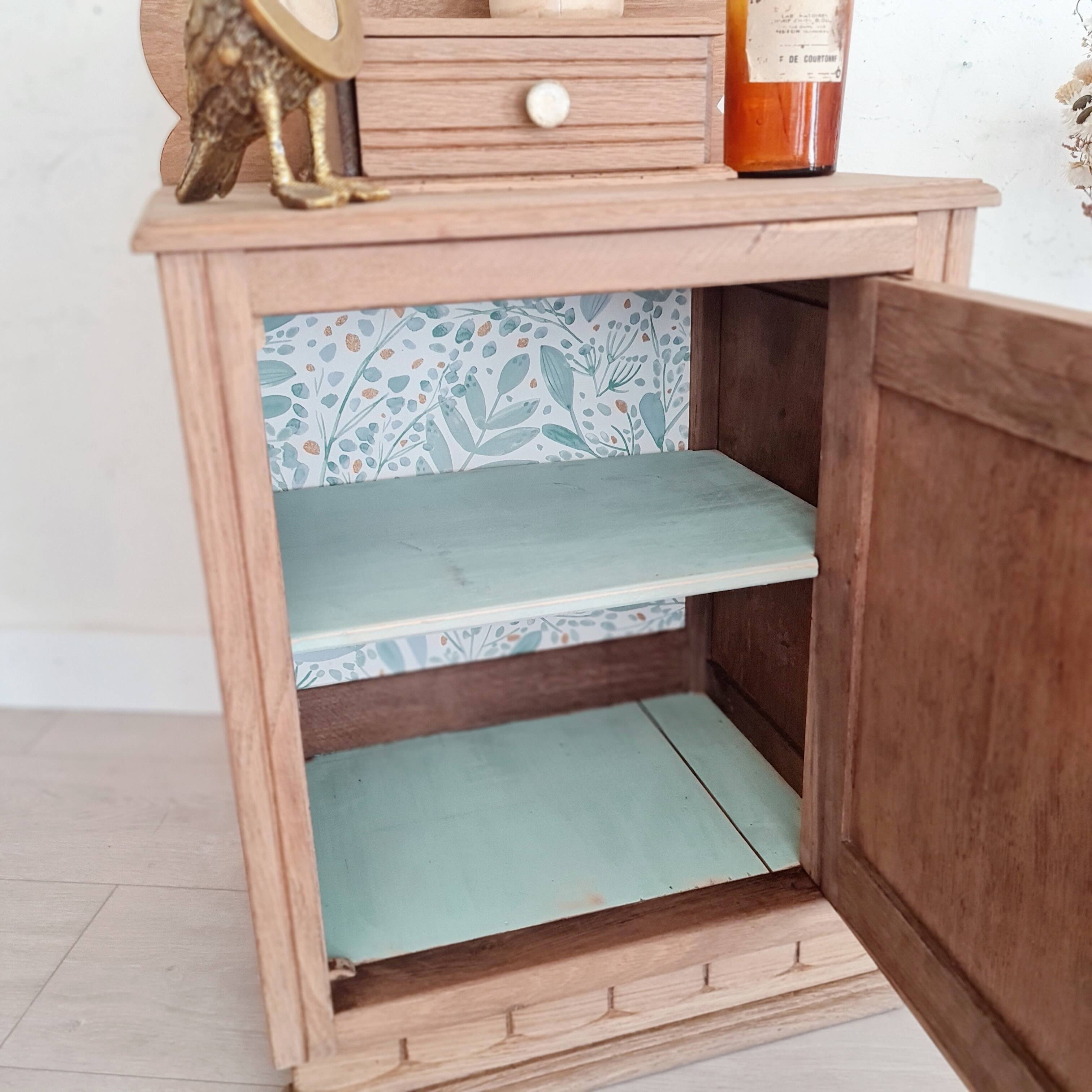 Paire de chevets Art Déco bois brut rénovés