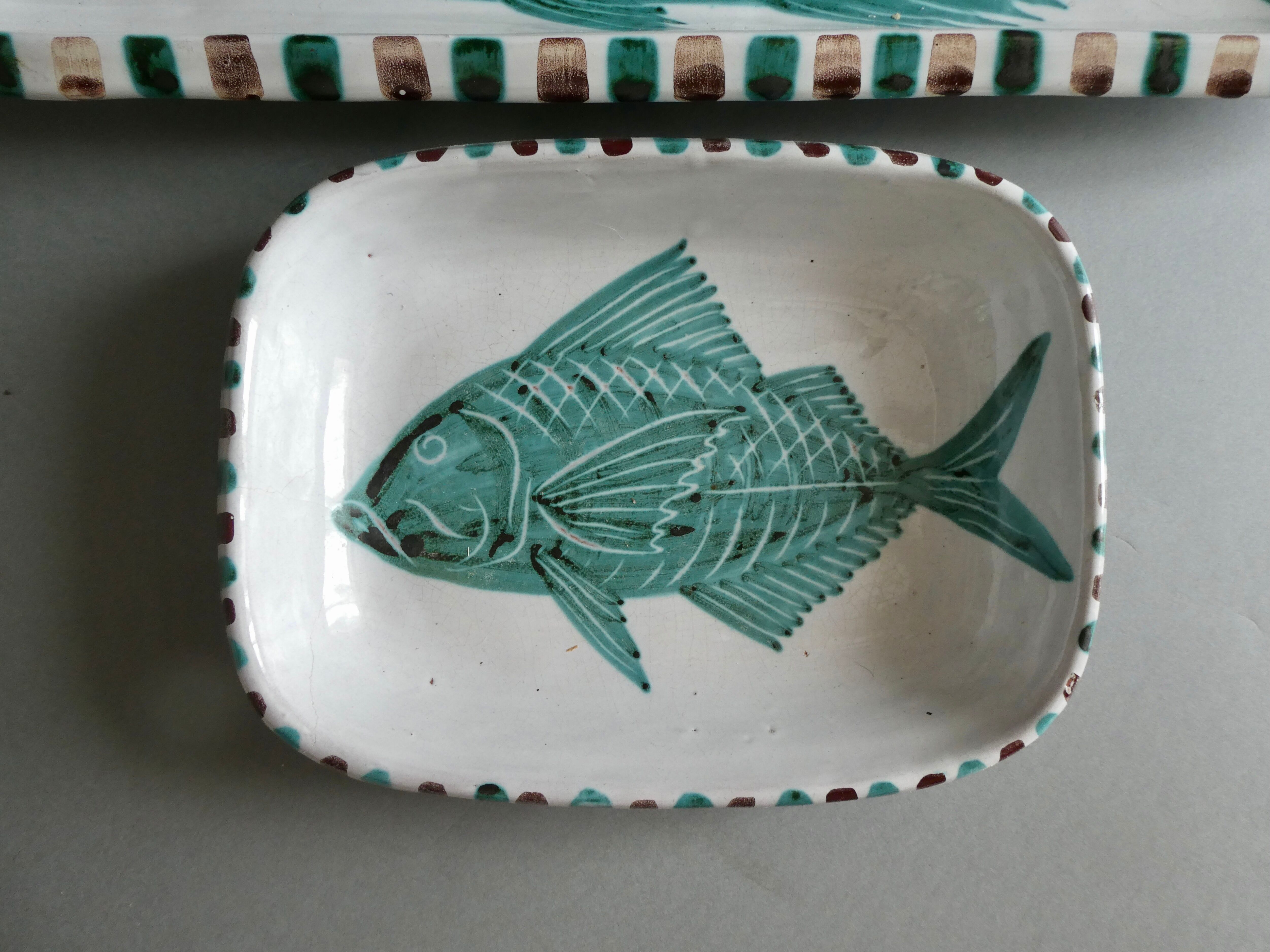 2 ceramic dishes, Fazio Vallauris SAP, 60s