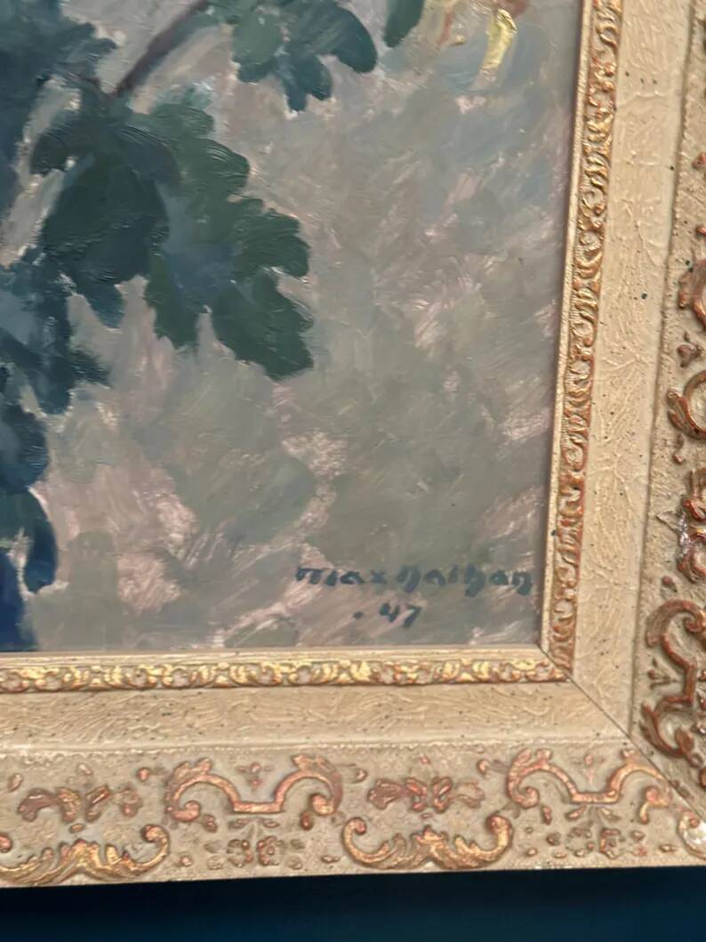 Original Swedish Oil on Panel – “Chrysanthemums” by Max Hellberg – Signed – Vintage & Framed – 68 × 58 cm (26.8" × 22.8")
