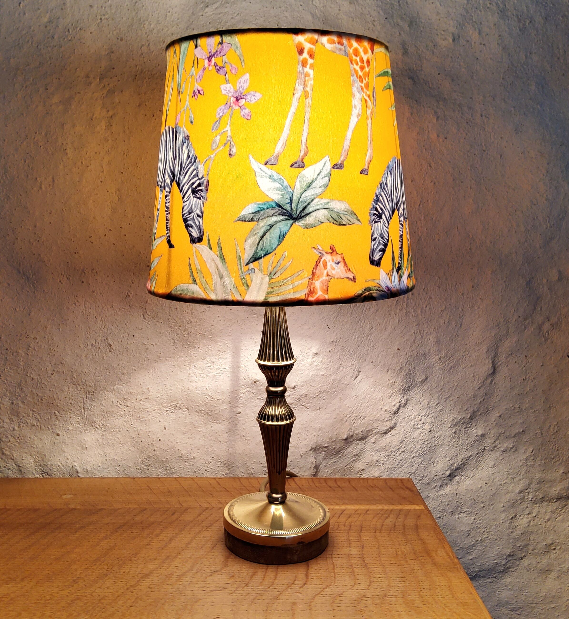 Brass and wood lamp