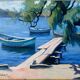 Painting "The sunny pontoon" HST signed A. Robert (post impressionist)