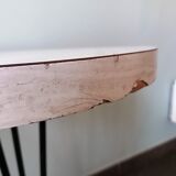 Pair of round vintage bistro tables, pedestal table