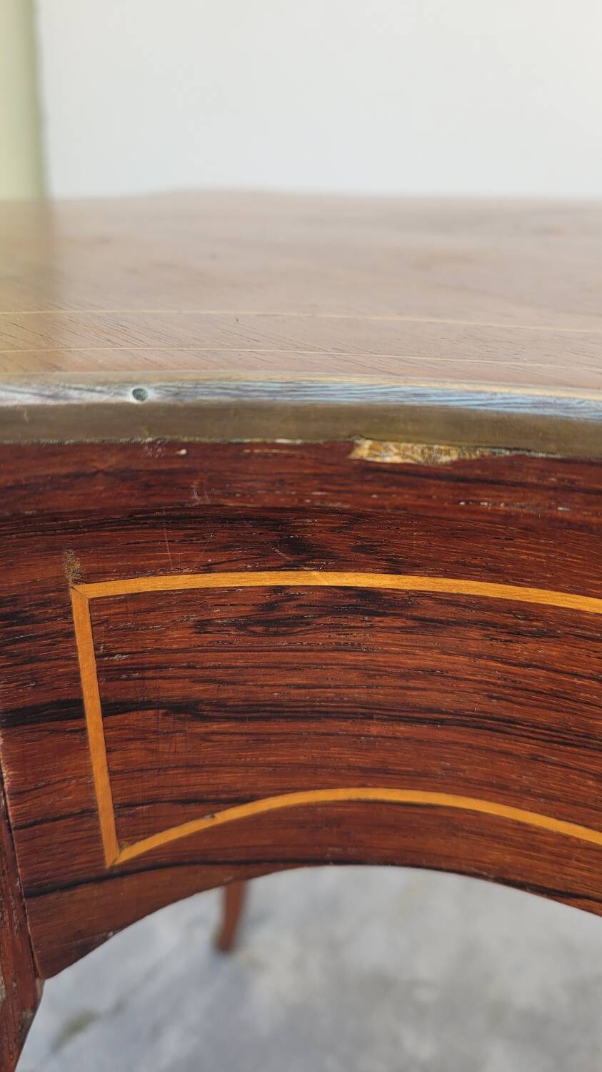 Napoleon III violin-shaped middle desk table 19th in marquetry