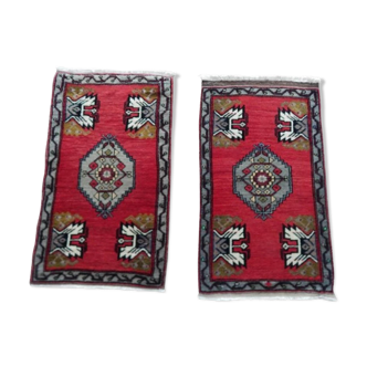 Pair vintage Turkish Oushak rug 53 x 87 cm