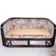 Sofa vintage en bambou 2 places avec tissu en velours floral, années 1970.