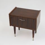 Vintage nightstand in wood with chrome details, Belgium 1960s