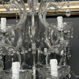 Pair of large Maria Theresa chandeliers. Crystal and glass.