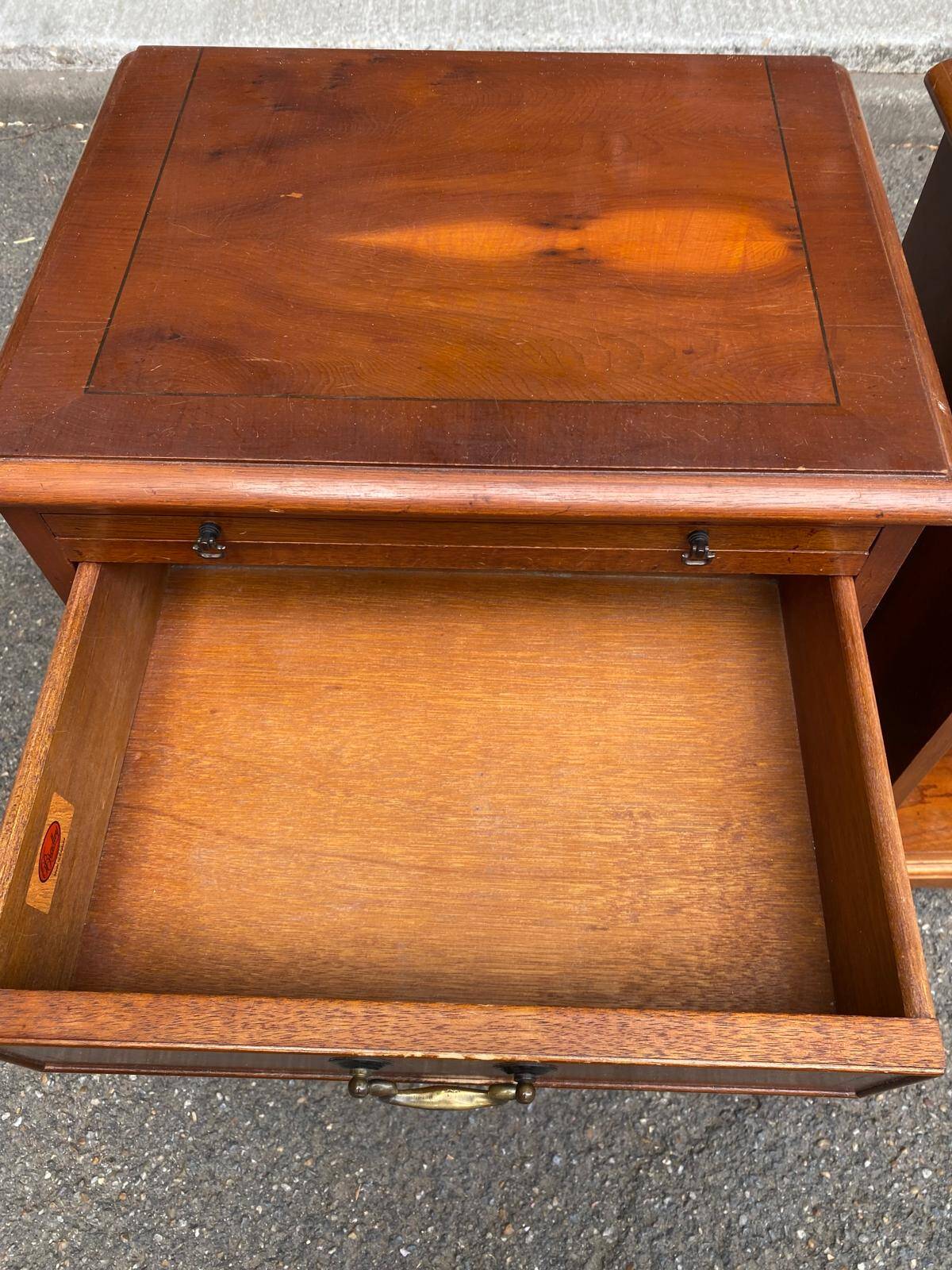 Pair of English yew wood bedside tables – Bradley Made in England 19