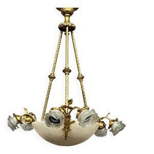 Lustre art déco. marbre, - massif