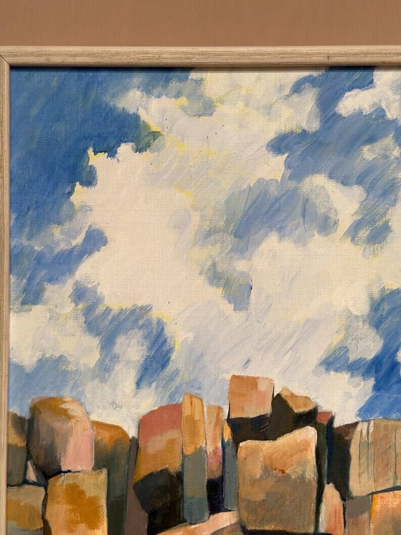 Original Swedish Oil on Canvas – "Landscape" by Eva S. – Signed – Vintage & Framed – 52 × 34 cm (20.5" × 13.4")