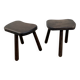 Pair of vintage stained wood tripod stools from the 1970s