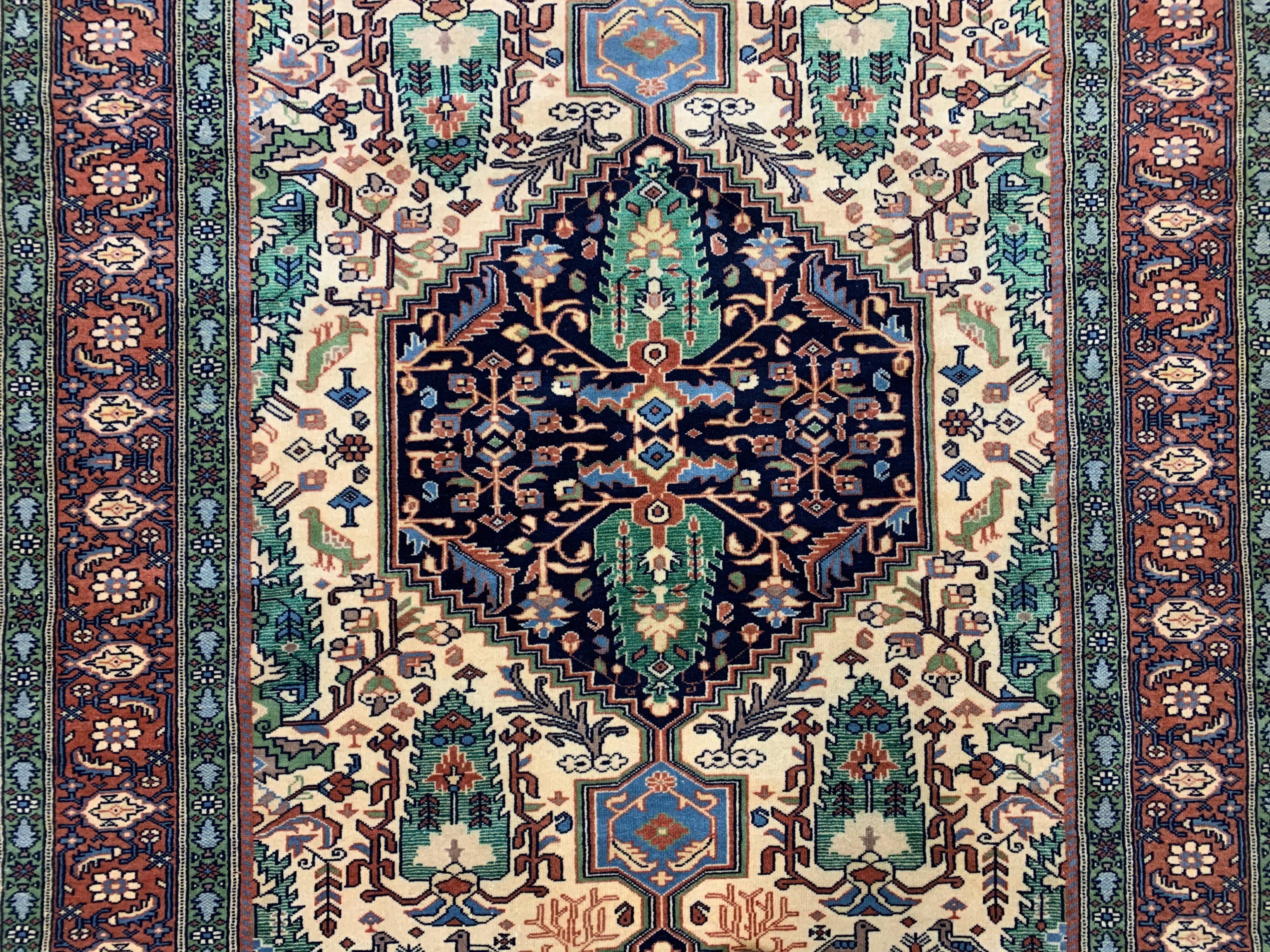 Vintage afghan ersari part silk rug 205x140 cm