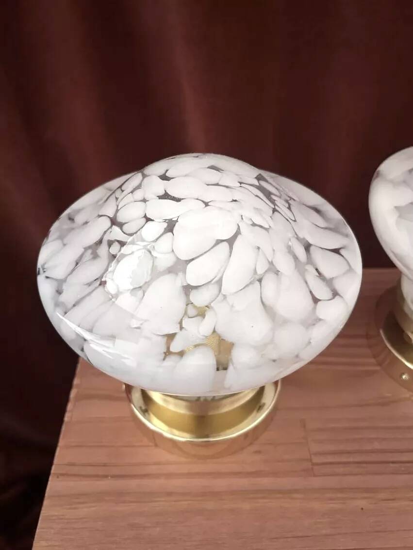 Pair of white globe wall lights