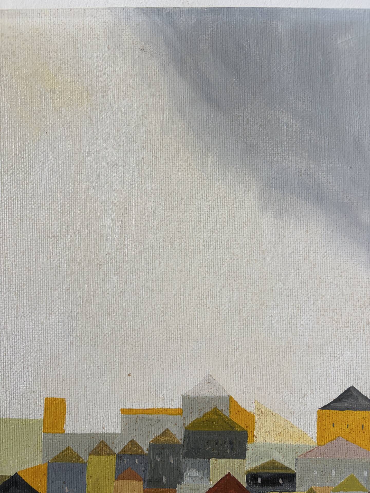 Cubist city, oil on canvas signed Remi 1986