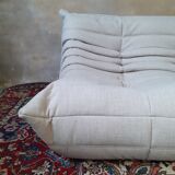 Togo beige wool bench by Michel Ducaroy