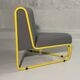 Modular tubular bench in yellow & grey fabric