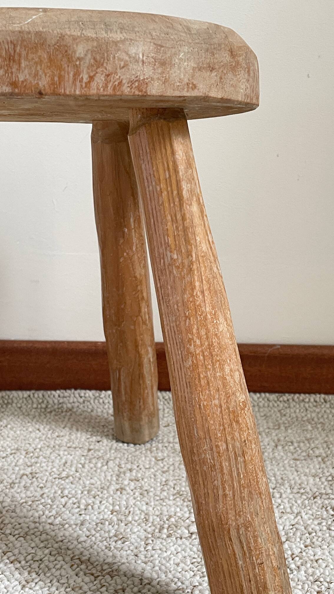 Vintage Solid Wood Tripod Stool