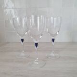3 wine/water glasses Crystal d'Arques model Venice Sapphire blue