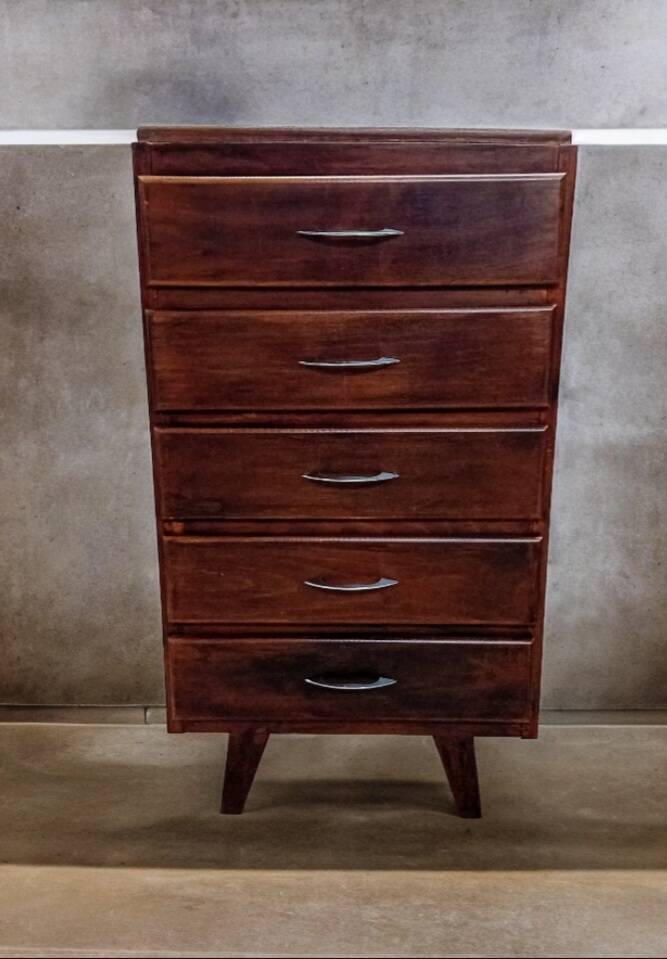 Scandinavian bedside chest of drawers mid-century vintage compass feet