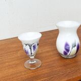 Vintage German glass vase and cup by Hans Jürgen Richartz for the Richartz art collection, set of 2.