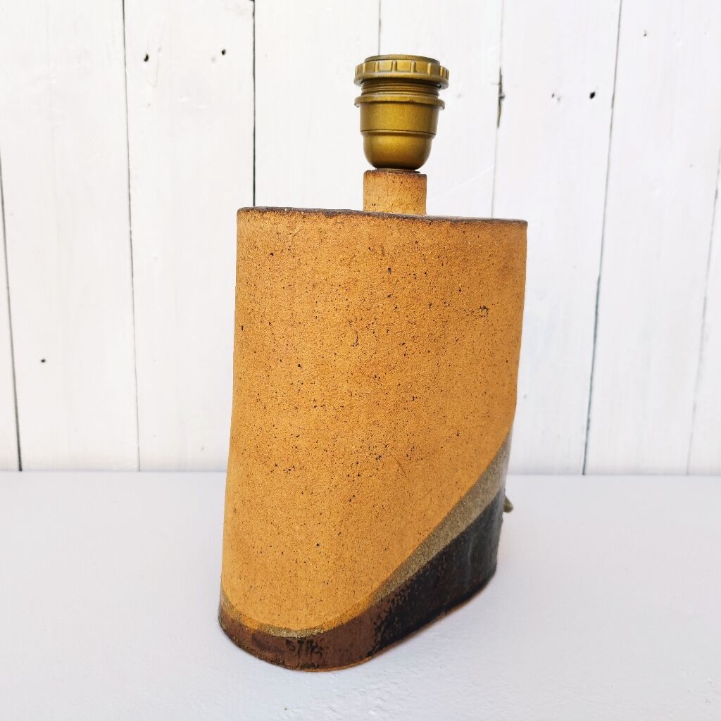 Ovoid lamp foot vintage raw stoneware signed