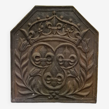 Heavy French Cast Iron Fireback Bourbon, early 20th Century