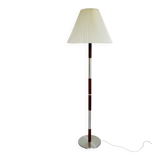 Mid-century floor lamp in teak and aluminum design w/ shade - Denmark 1960s