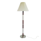 Mid-century floor lamp in teak and aluminum design w/ shade - Denmark 1960s