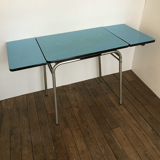 Vintage table in pool blue formica