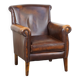 Dark brown cow leather English style armchair