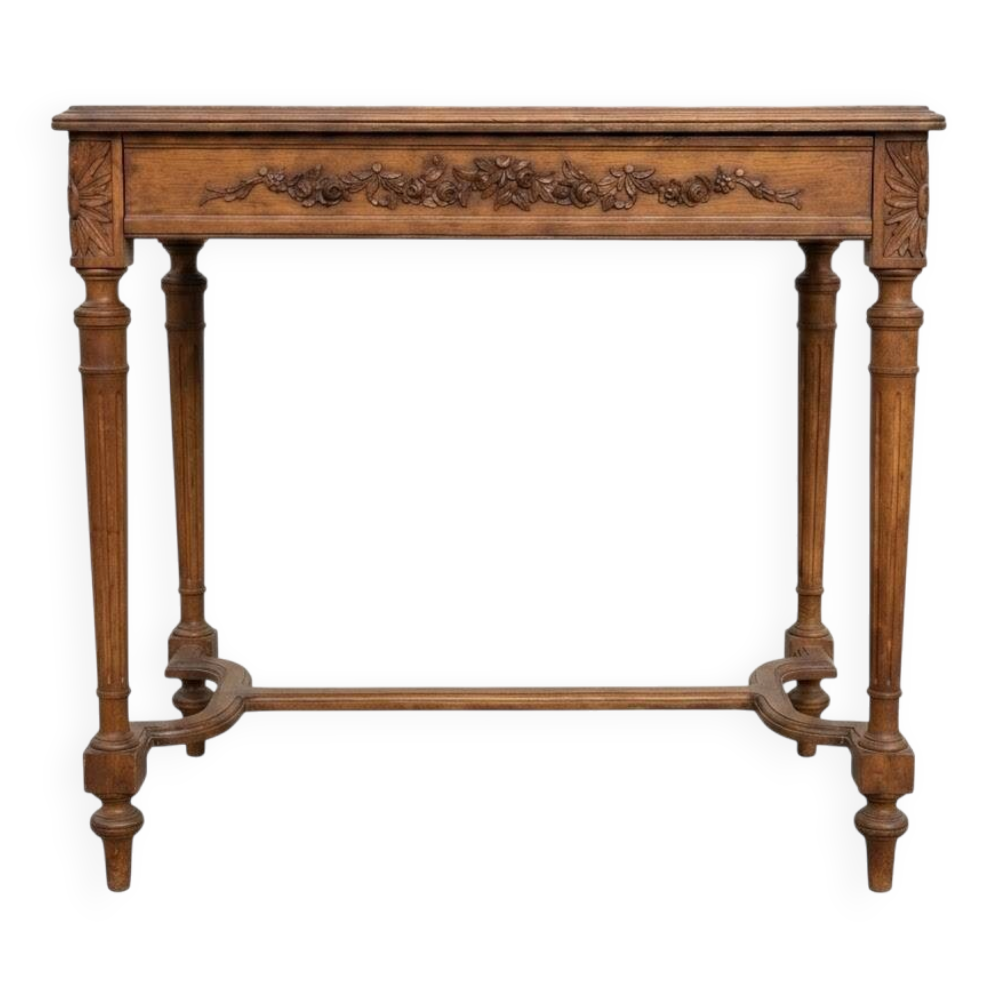 Louis XVI style walnut table with a drawer from the late 19th century.