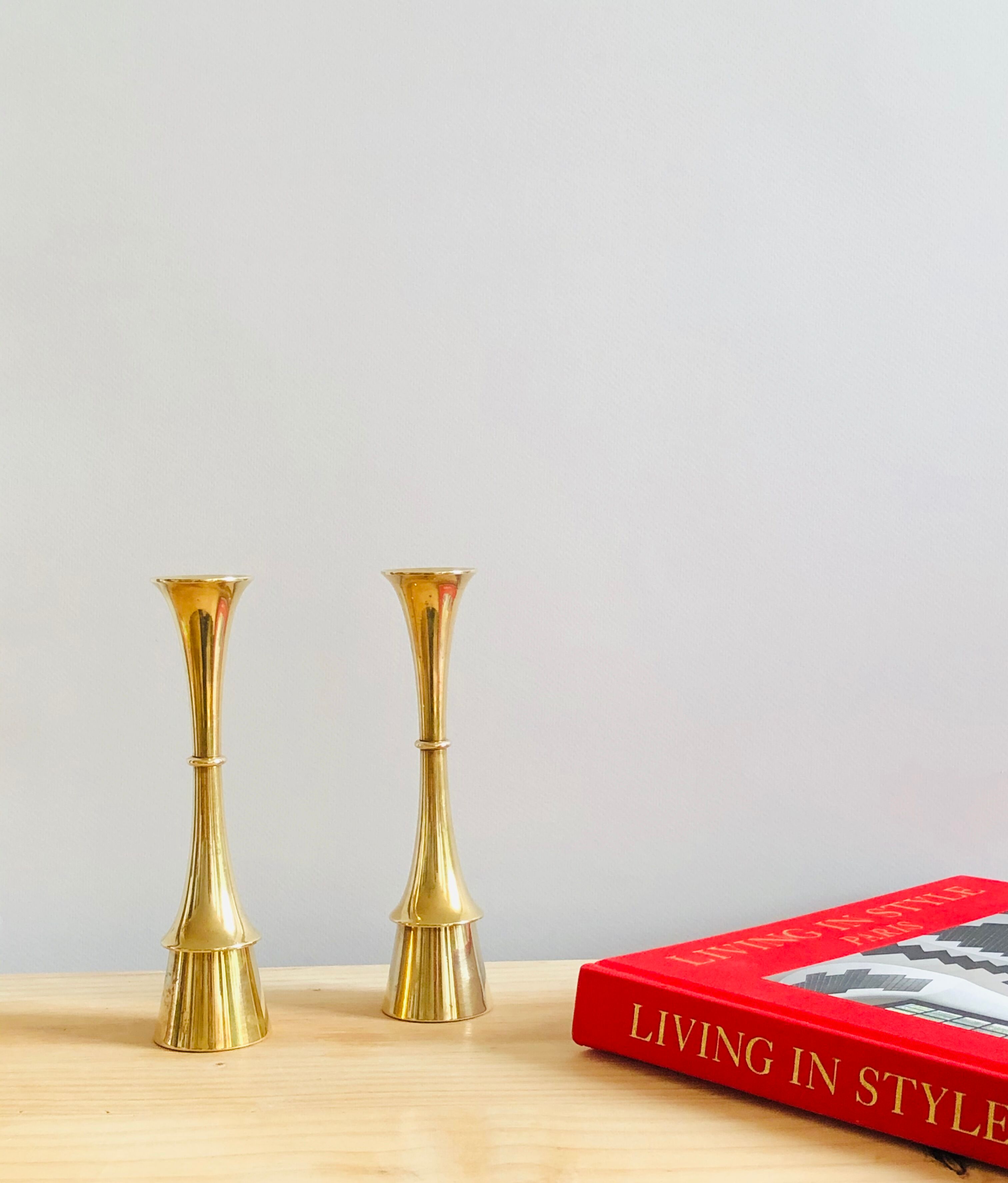 Pair of brass candlesticks by Jens H. Quistgaard