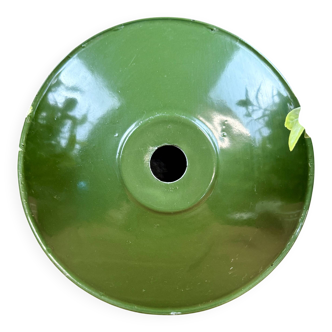 Ancien abat-jour d’atelier industriel en tôle émaillée verte