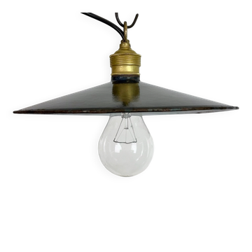Lumière en émail bleu foncé industriel, années 1930