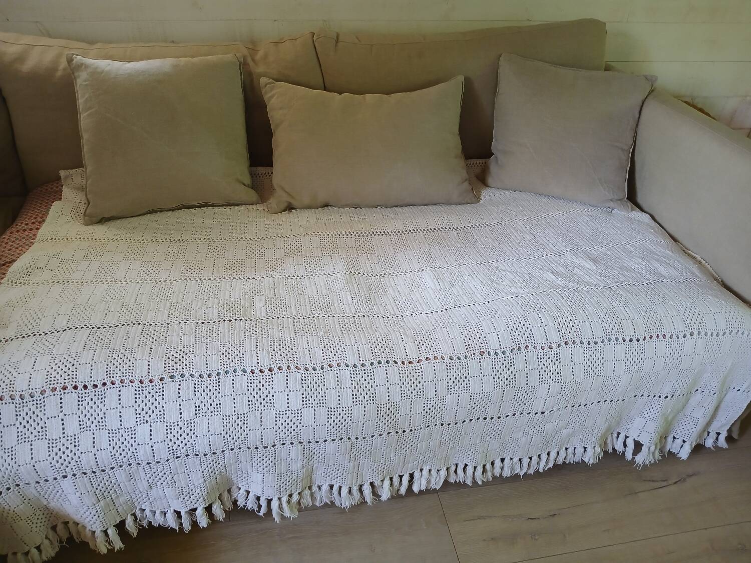 Antique crochet bedspread/plaid