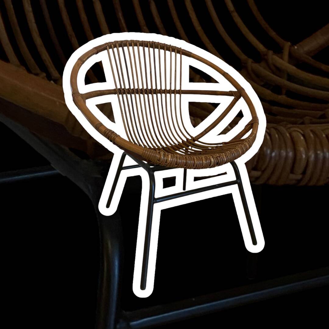 Rattan shell armchair
