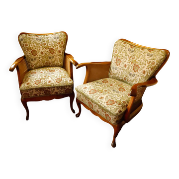 Ensemble de 2 fauteuils à bras en osier de style Chippendale allemand par Adolf Wrenger